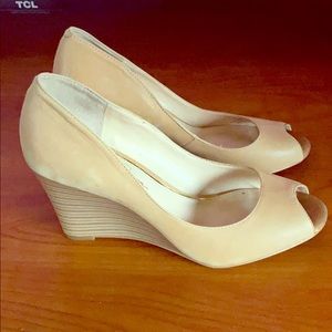 Nude Peep Toe Wedges